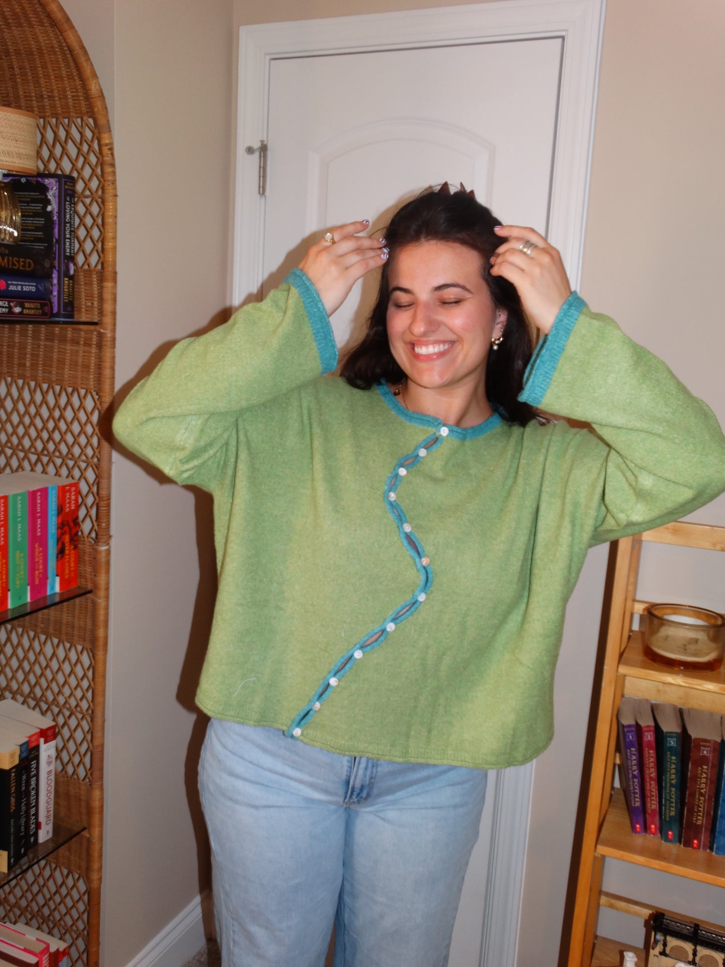 Green Swirly Sweater