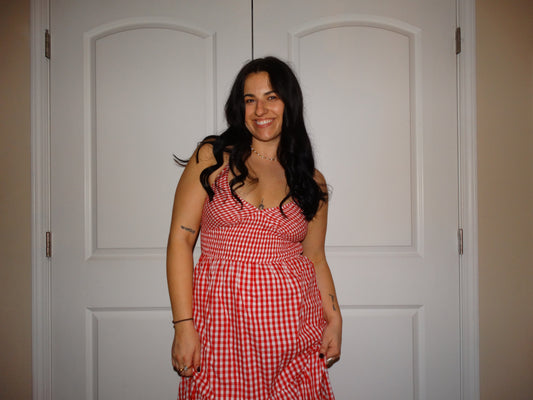Red Gingham Maxi Dress