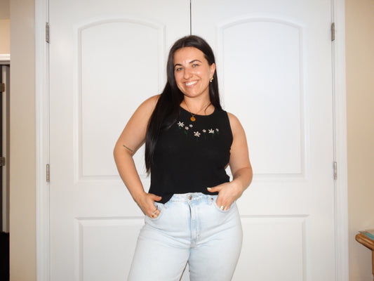 Black Embroidery Tank