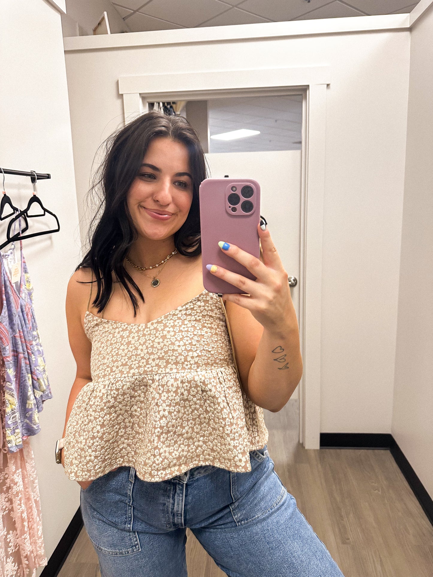 Taupe Floral Tank