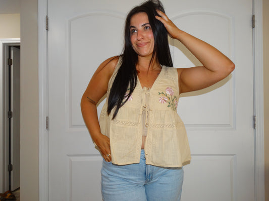 Floral Latte Tie Top