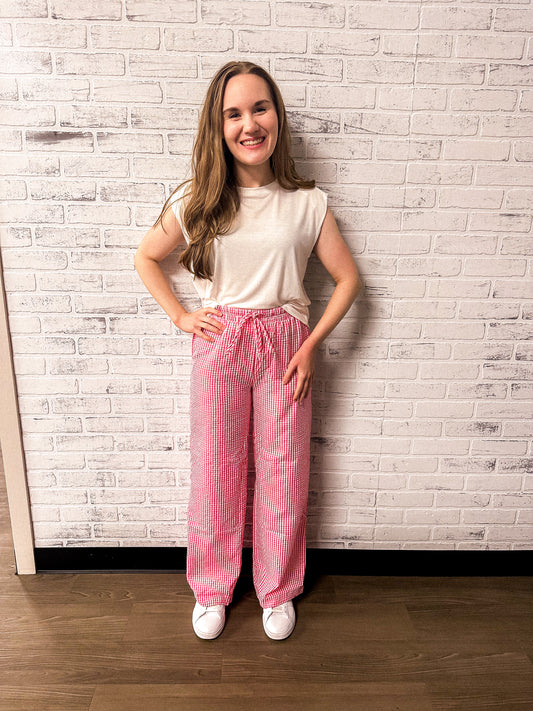 Pink Gingham Pants