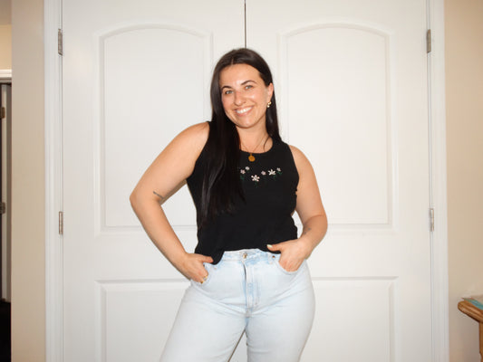 Black Embroidery Tank