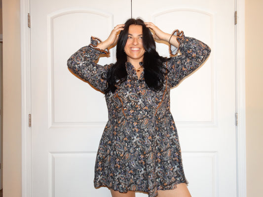 Paisley Print Mini Dress