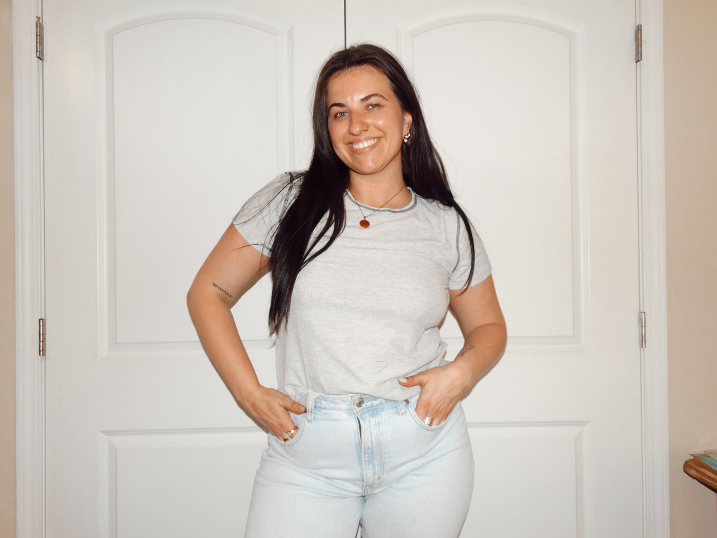 Gray Ribbed Tee