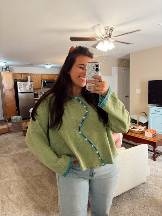 Green Swirly Sweater