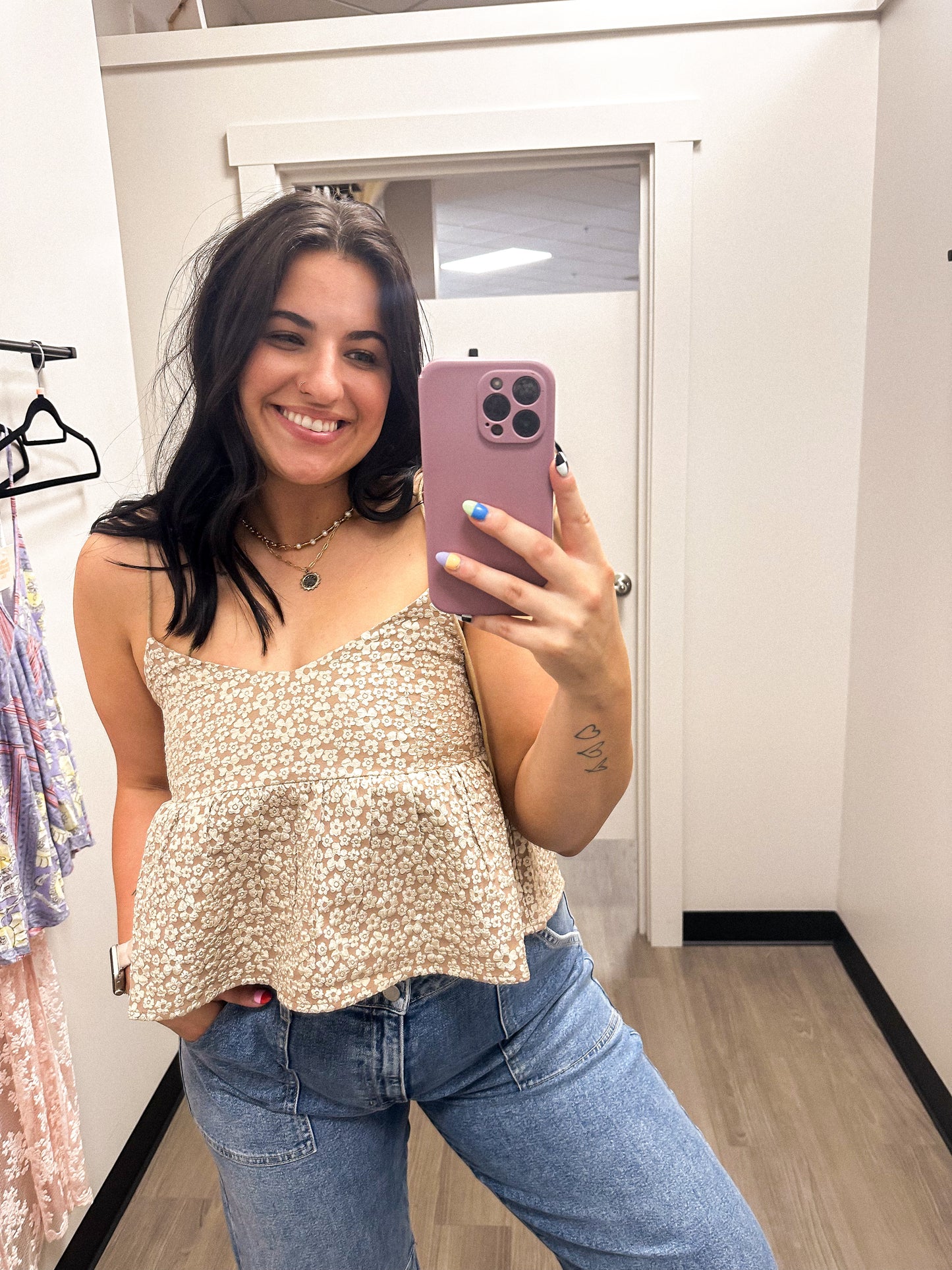 Taupe Floral Tank