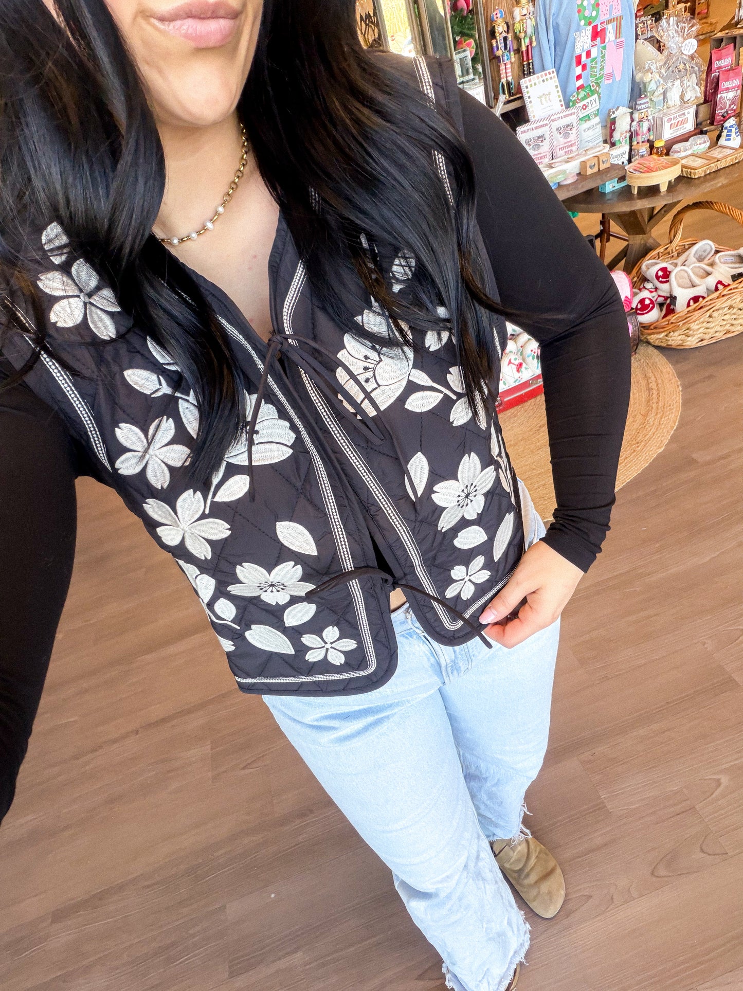 Floral Embroidery Vest