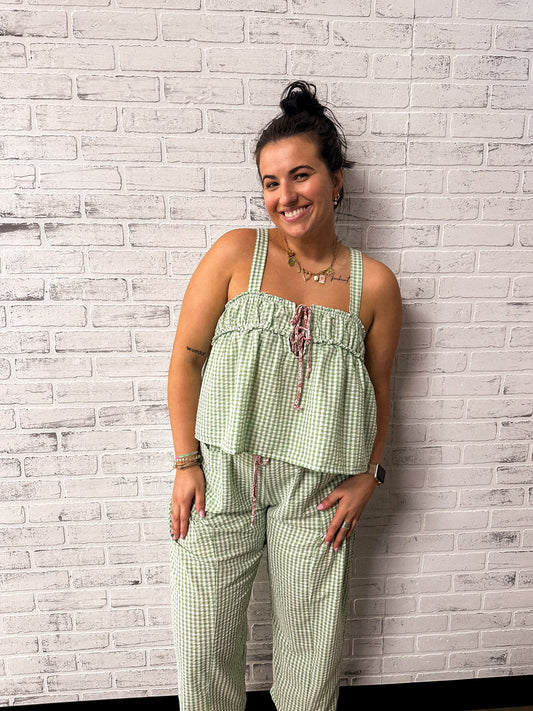 Green Gingham Set