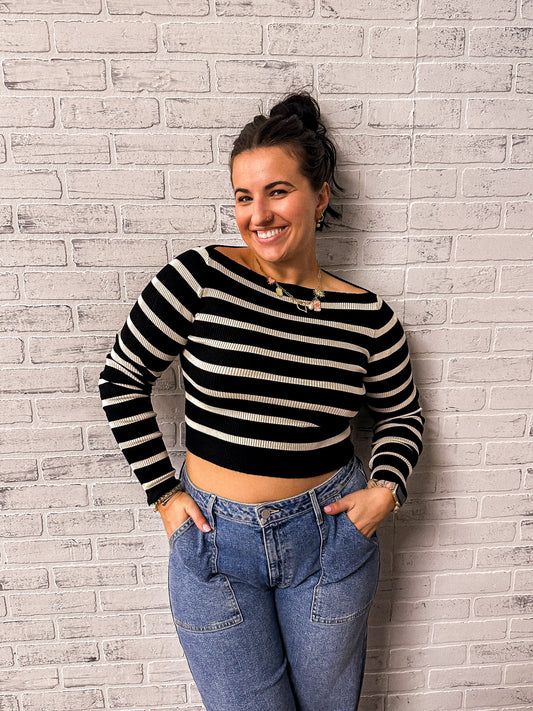 Black & Cream Striped Top