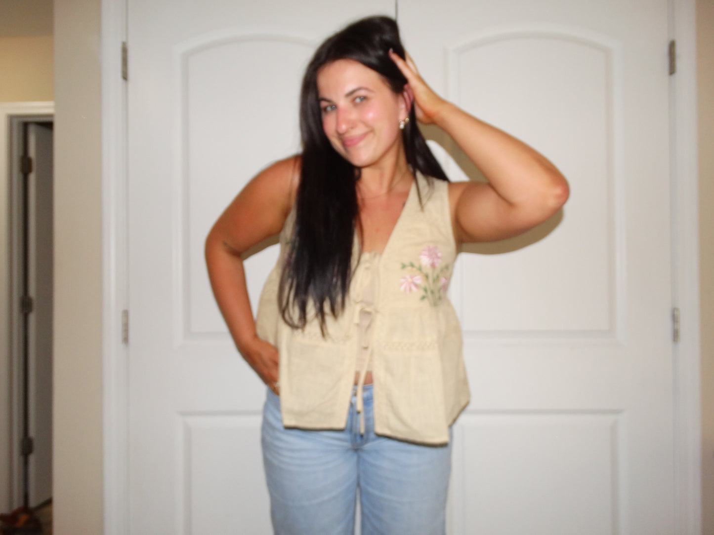 Floral Latte Tie Top