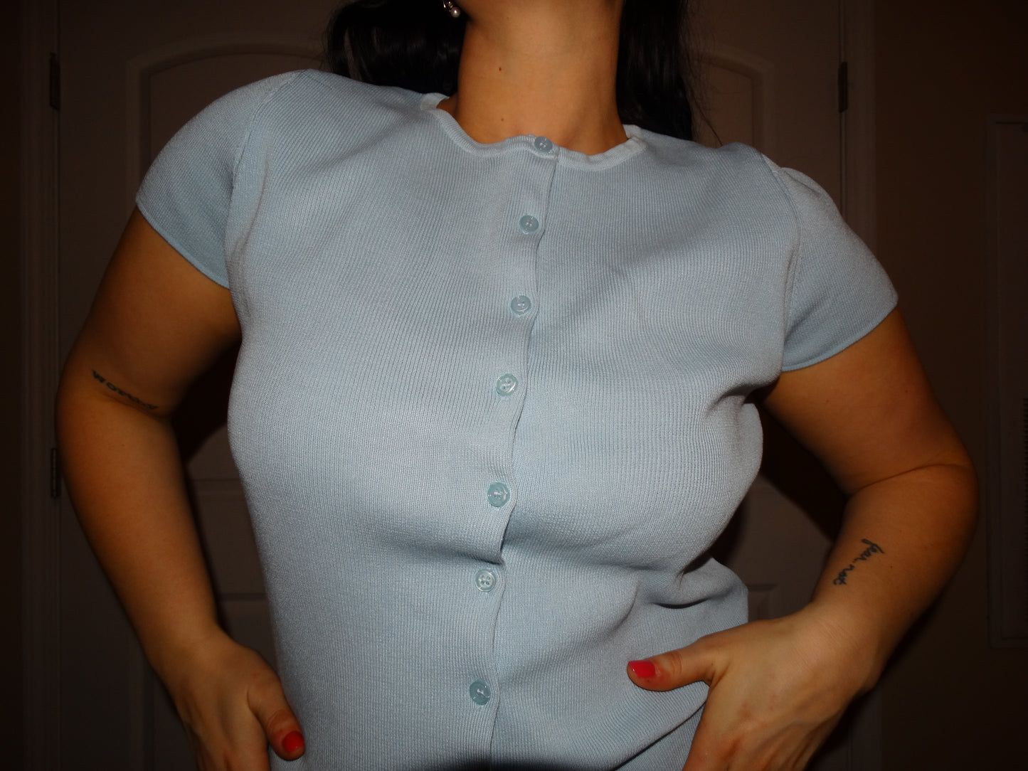 Baby Blue Knit Button Up