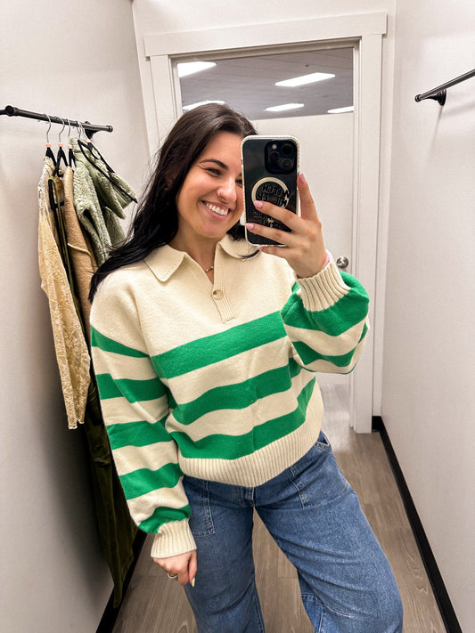 Green Striped Button Down