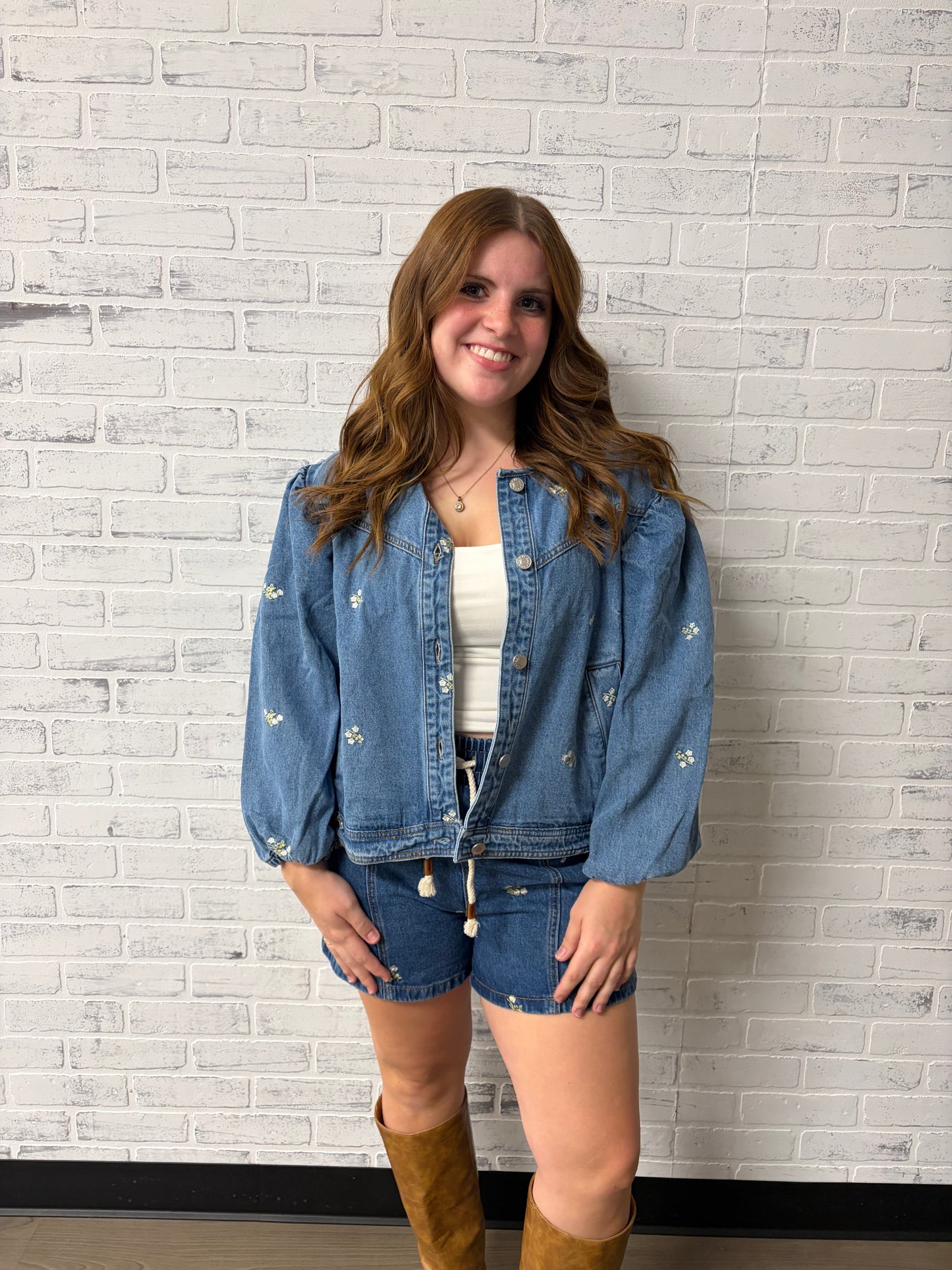 Floral Denim Shorts
