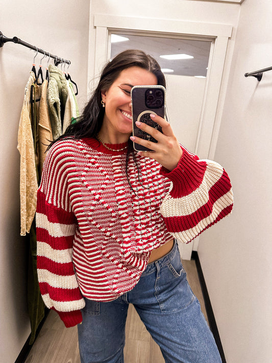 Red Crochet Sweater