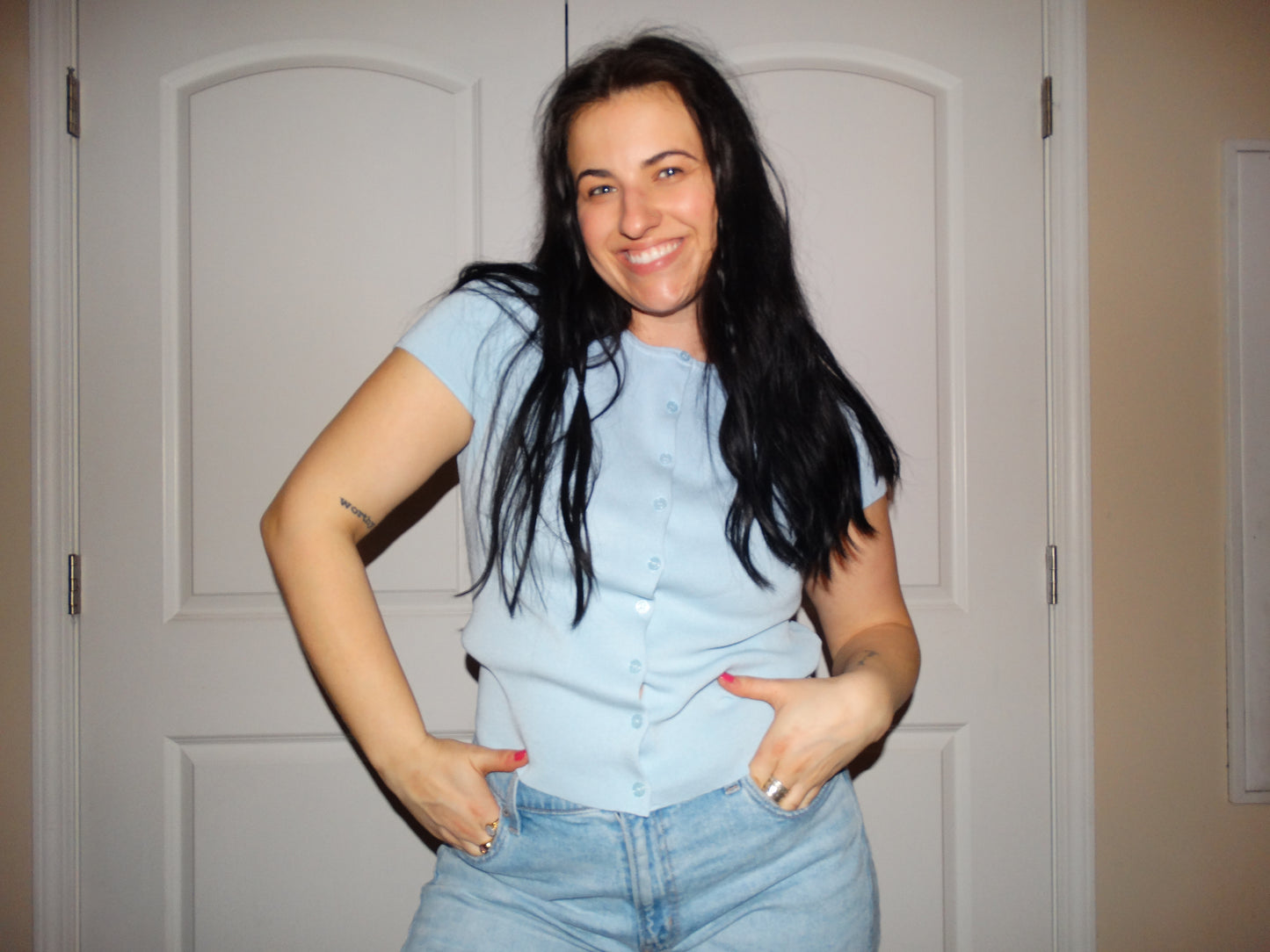 Baby Blue Knit Button Up