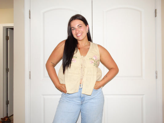 Floral Latte Tie Top