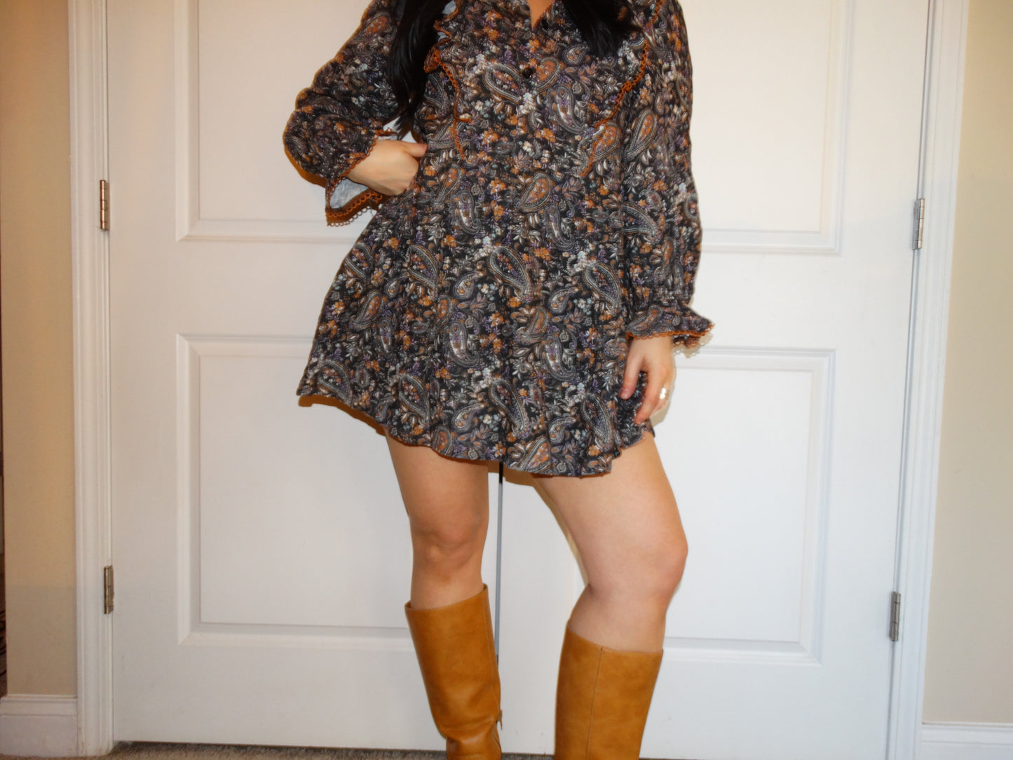 Paisley Print Mini Dress