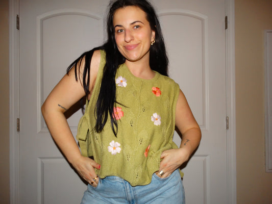 Green Embroidery Vest