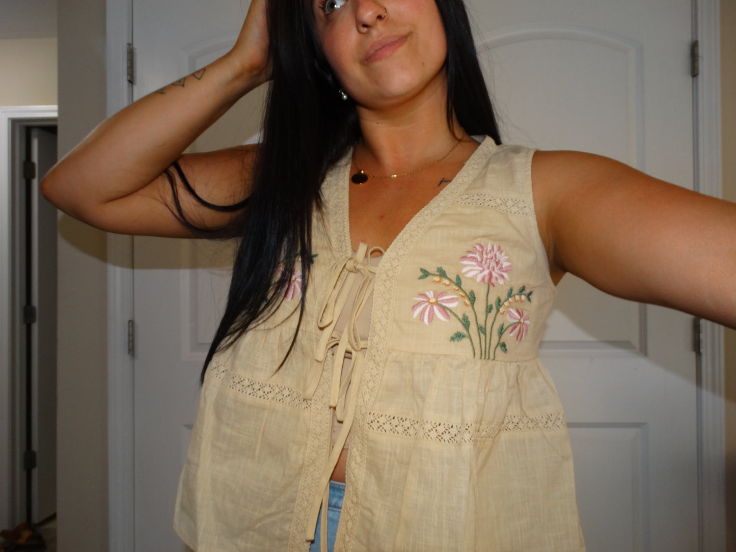 Floral Latte Tie Top