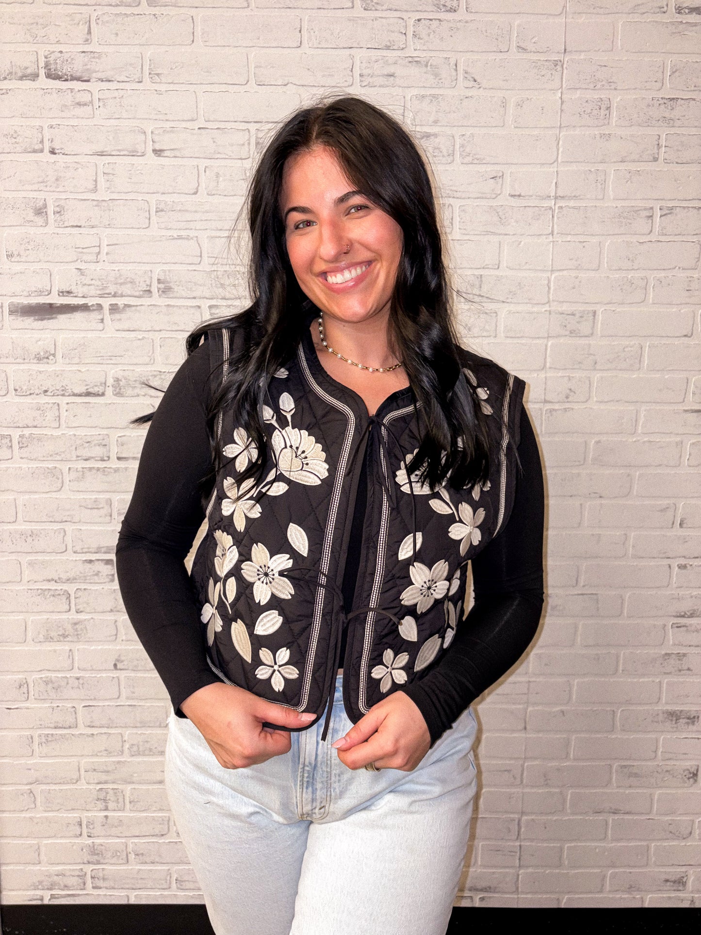 Floral Embroidery Vest