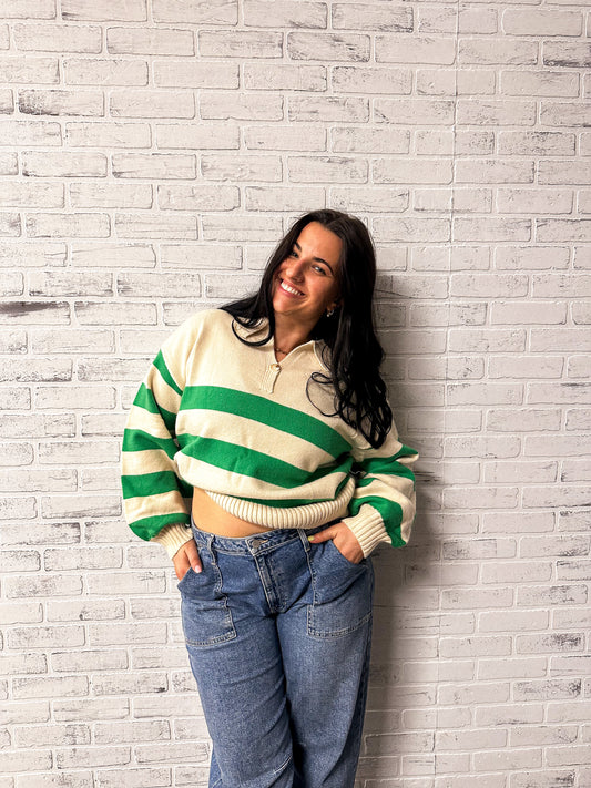 Green Striped Button Down