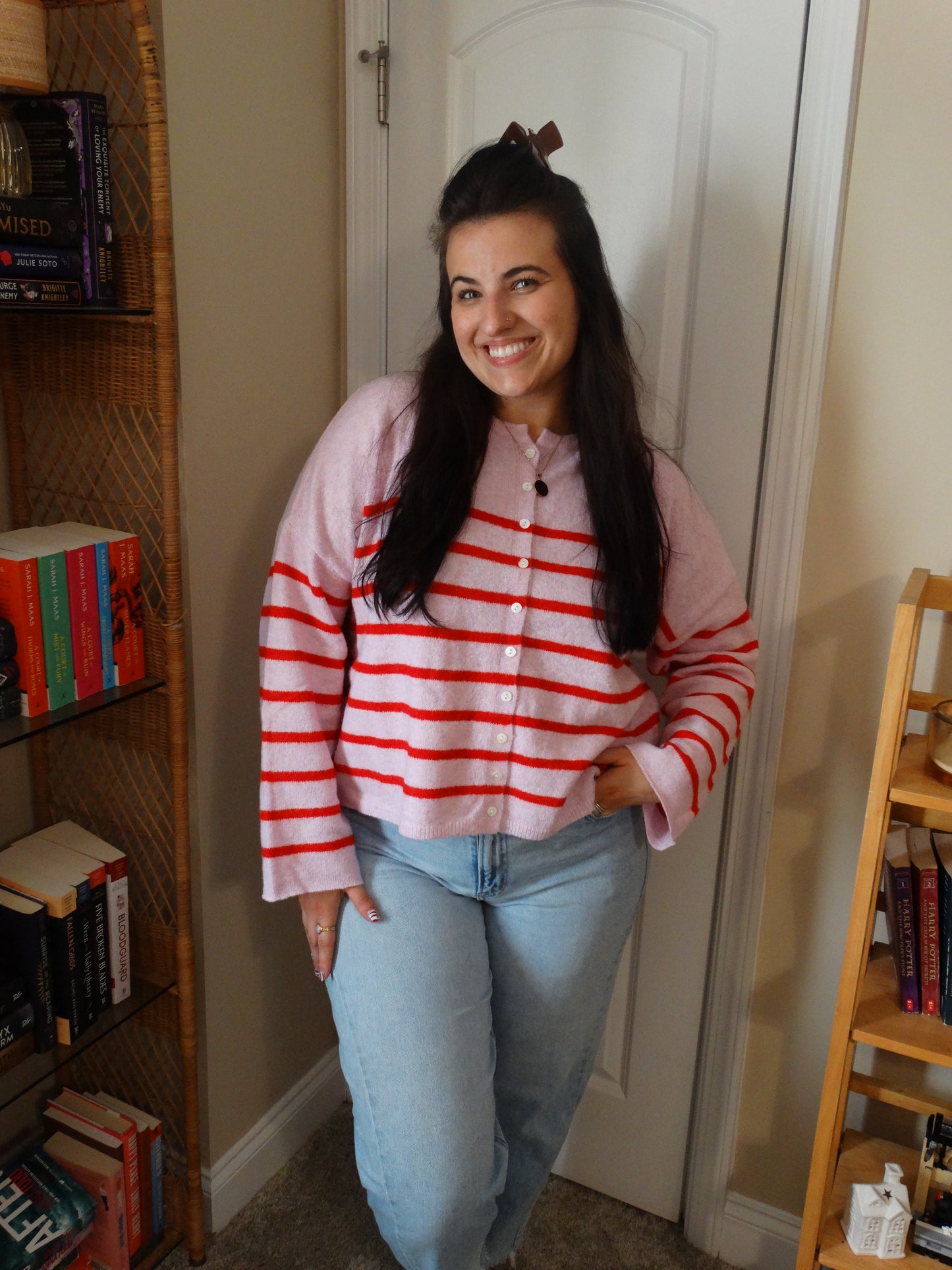 Pink & Red Striped Sweater