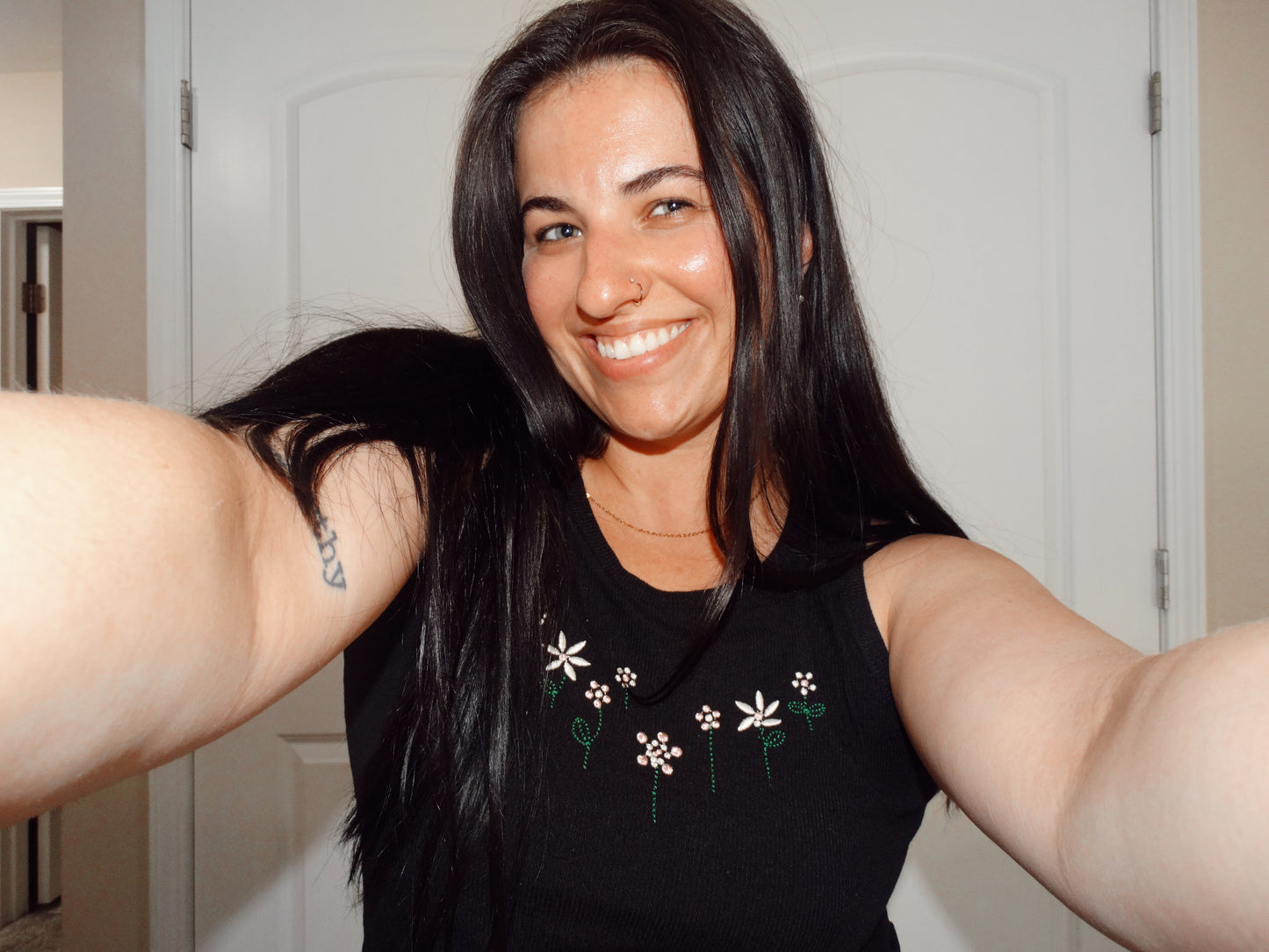 Black Embroidery Tank