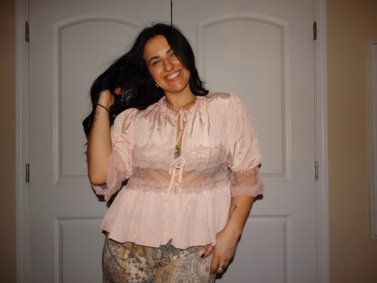 Pink Bow Sheer Top