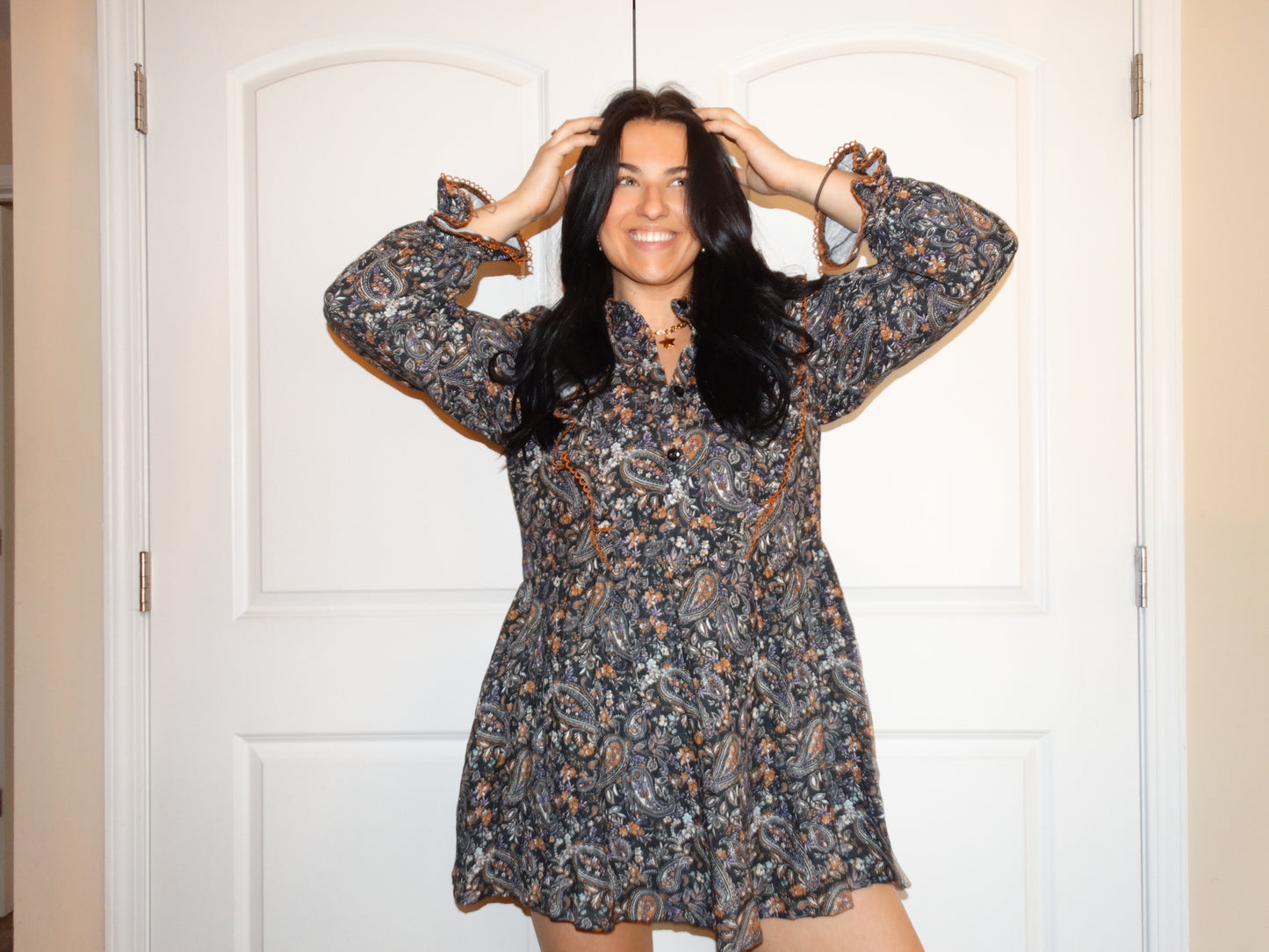 Paisley Print Mini Dress