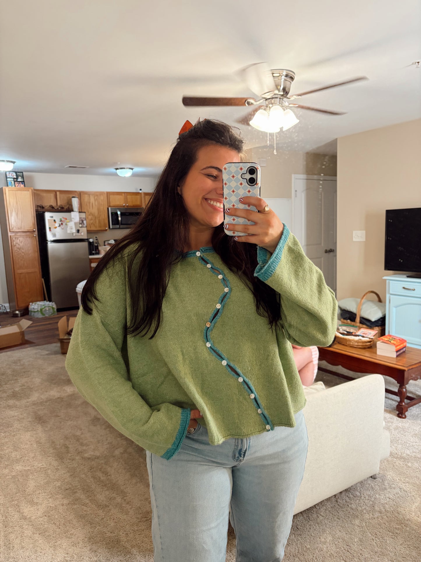 Green Swirly Sweater