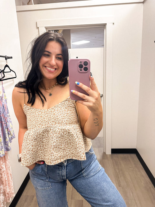 Taupe Floral Tank