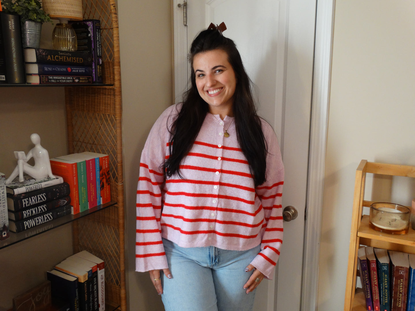 Pink & Red Striped Sweater