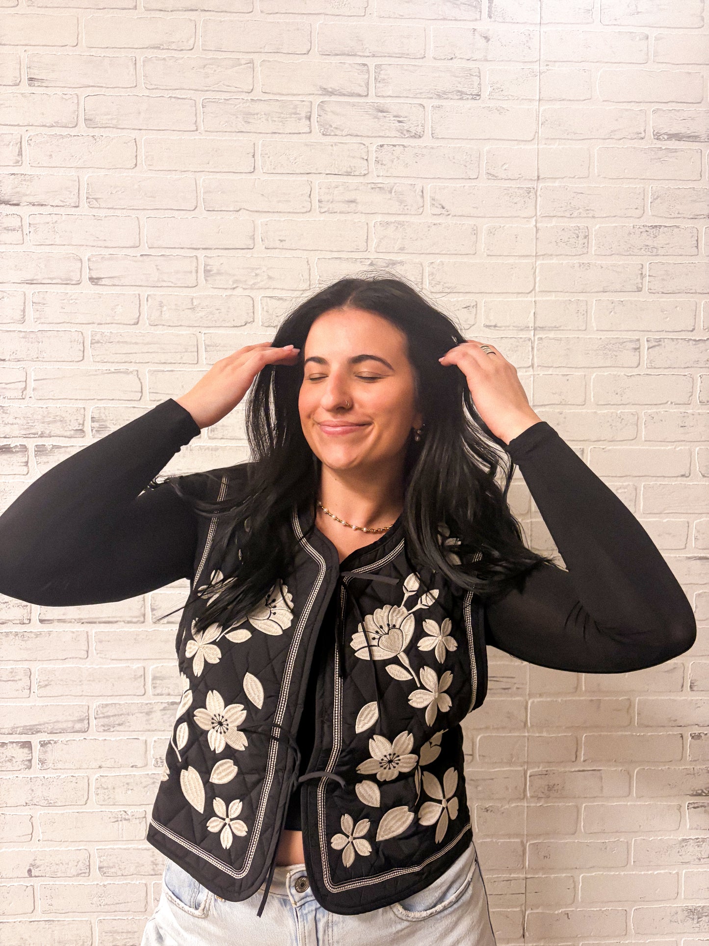 Floral Embroidery Vest