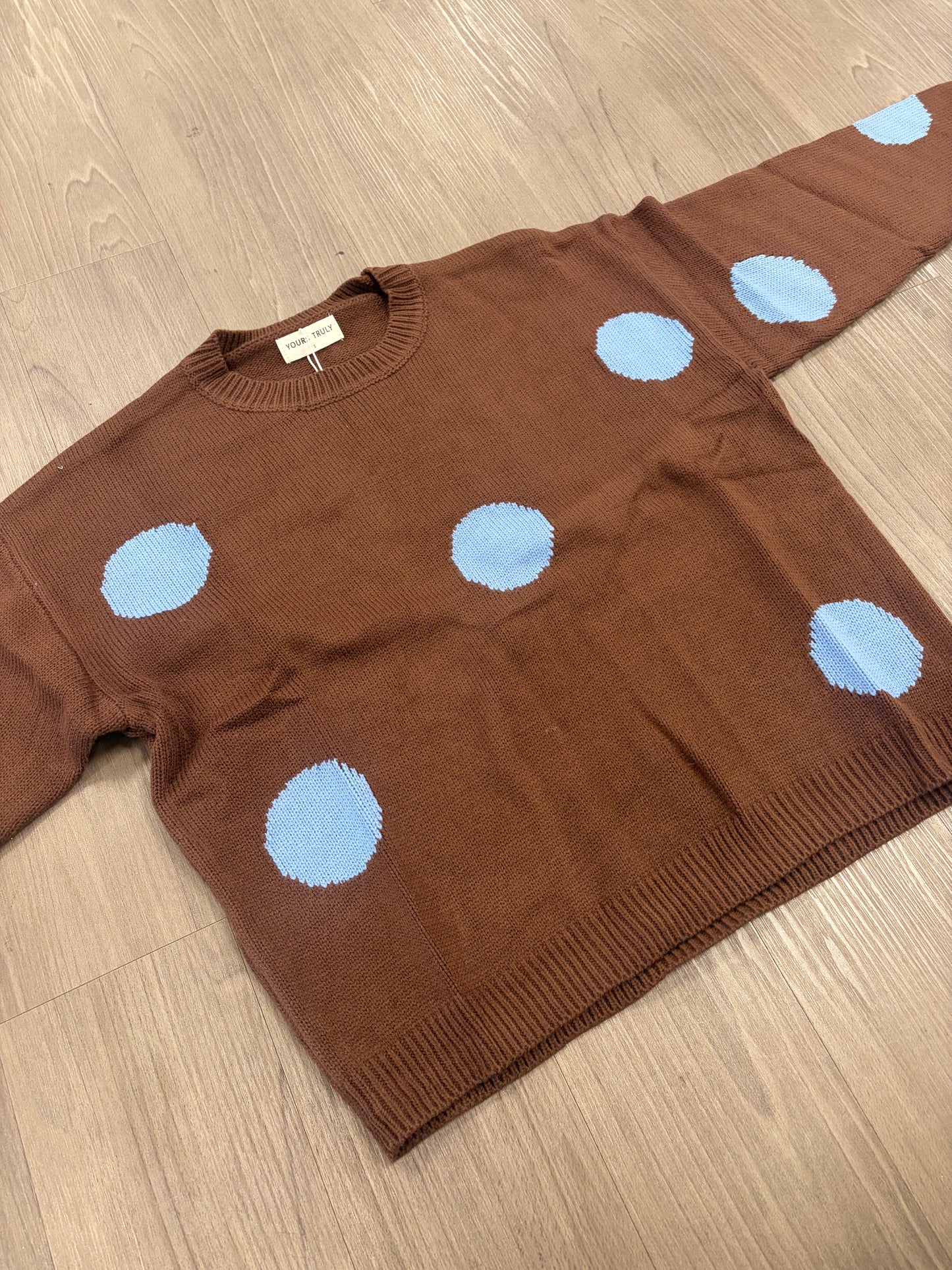 Brown & Blue Polka Dot Sweater