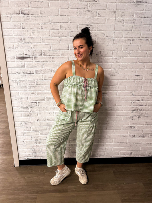 Green Gingham Set